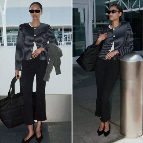 Frame Jetset Crop Mini Boot Sheen Noir Black Stretch High Rise Bootcut 2 (30-34) - Picture 1 of 15